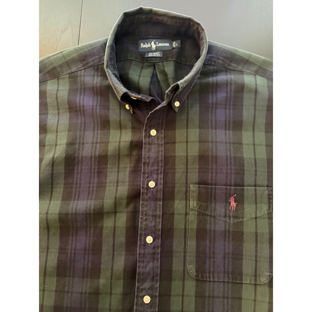 VTG Ralph Lauren Blackwatch Big Shirt Mens L Green Button-Down Classic Oxford
